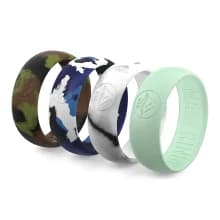 Adventure silicone ring men hunter set of 4 rings - camo, arctic camo, marble and glow in the dark.