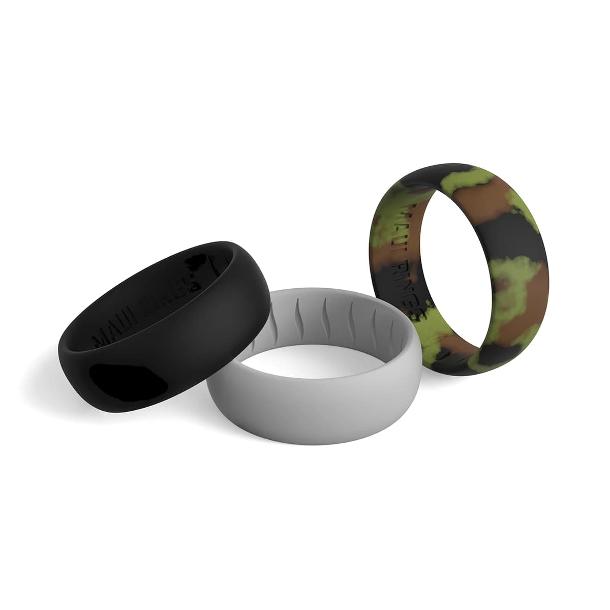 Details classic silicone ring men soldier set of 3 rings for men silicone wedding bands camo, black, white grey.