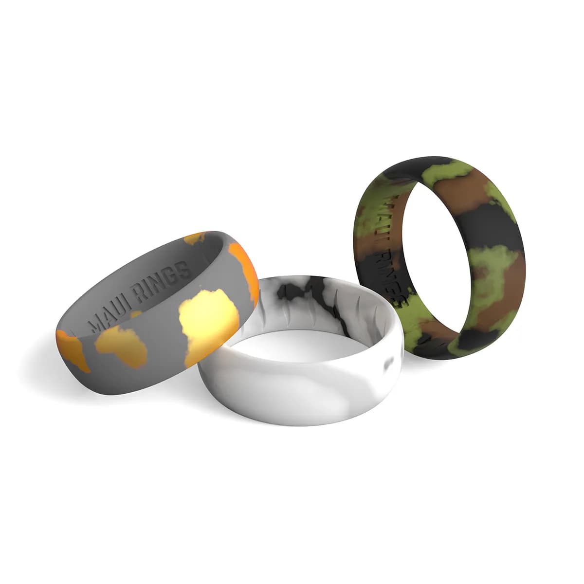 Details classic silicone ring men camo set of 3 rings for men silicone wedding bands camo, marble grey gold, white marble.
