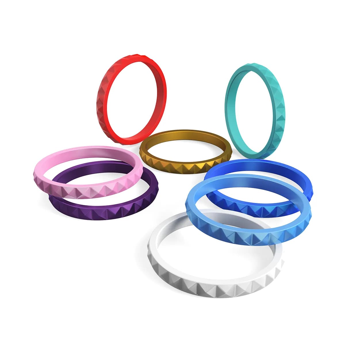 Diamond stackable silicone wedding ring aloha set of 8 women rings.