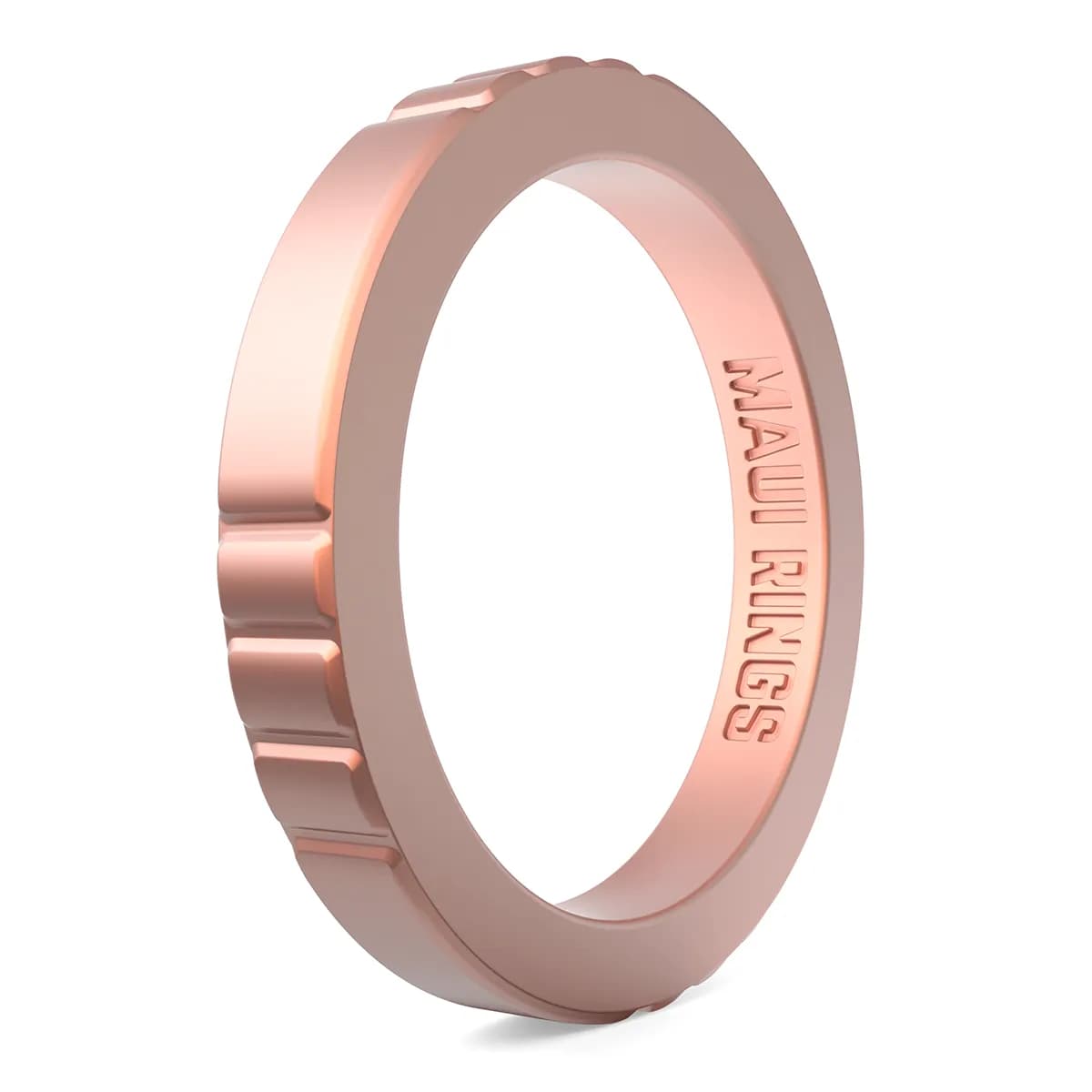 Elegant stackable silicone ring women rose gold comfortable and breathable wearing alone or mix and match.
