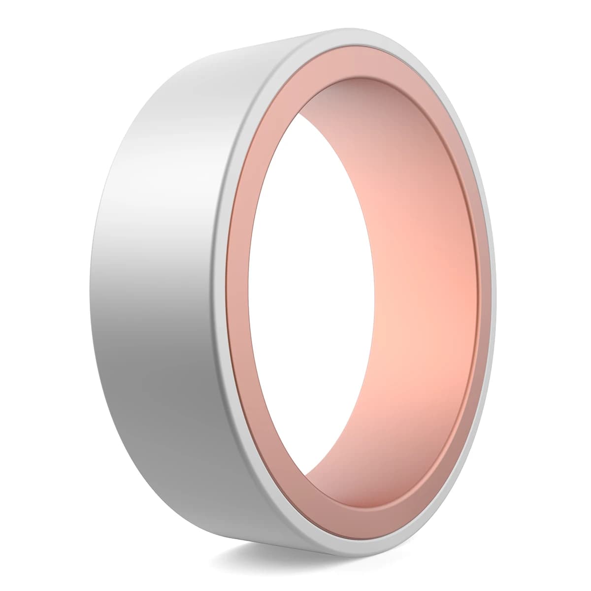 Double-sided two tone silicone ring for men silver, rose gold safe to wear functional alternative mens rings.