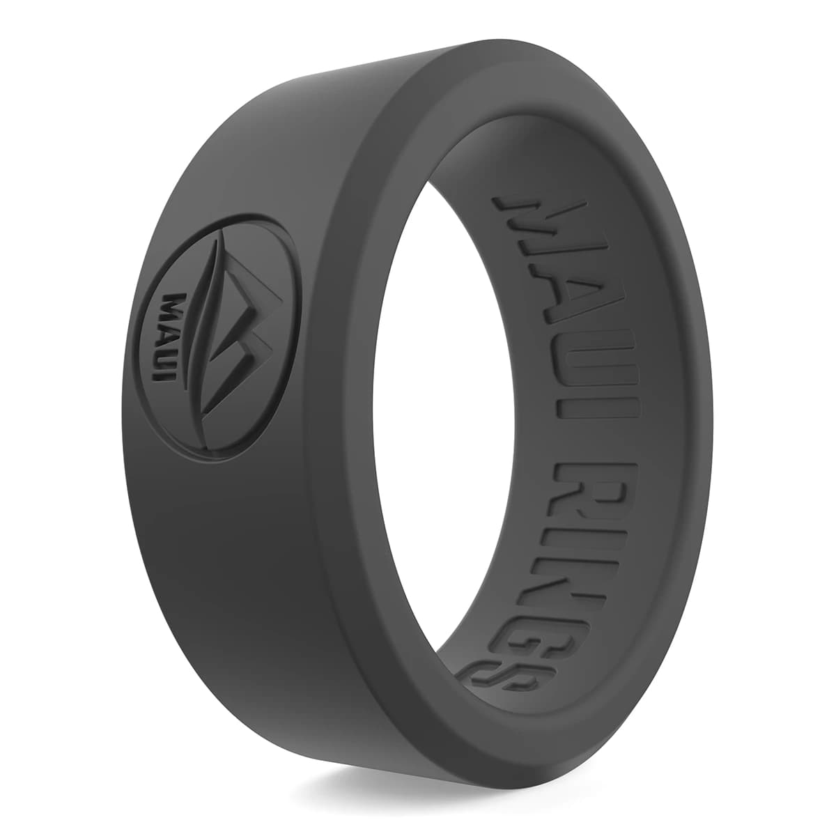 Smooth to wear solid dark grey silicone ring men durable alternative ring.