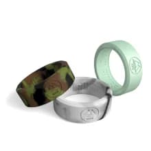 Details solid silicone ring men motivation set of 3 rings for men camo, marble, glow in the dark.