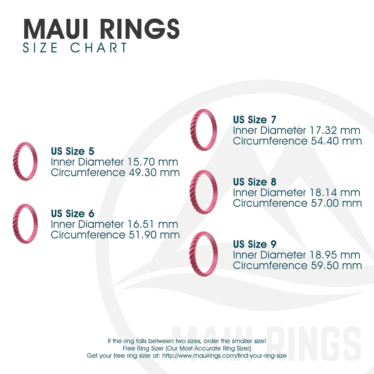 Maui Rings ring size chart Braided rings. How to measure your ring size?